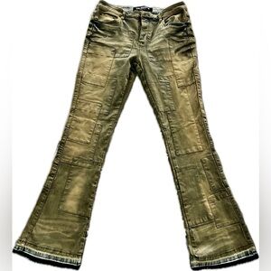 Valabasas Men's Olive Flare Jeans